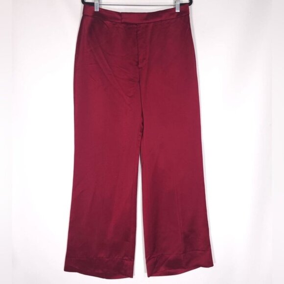 NWT BANANA REPUBLIC Women’s Wide Leg Dress Pants Silky Rayon‎ Burgundy Size 14